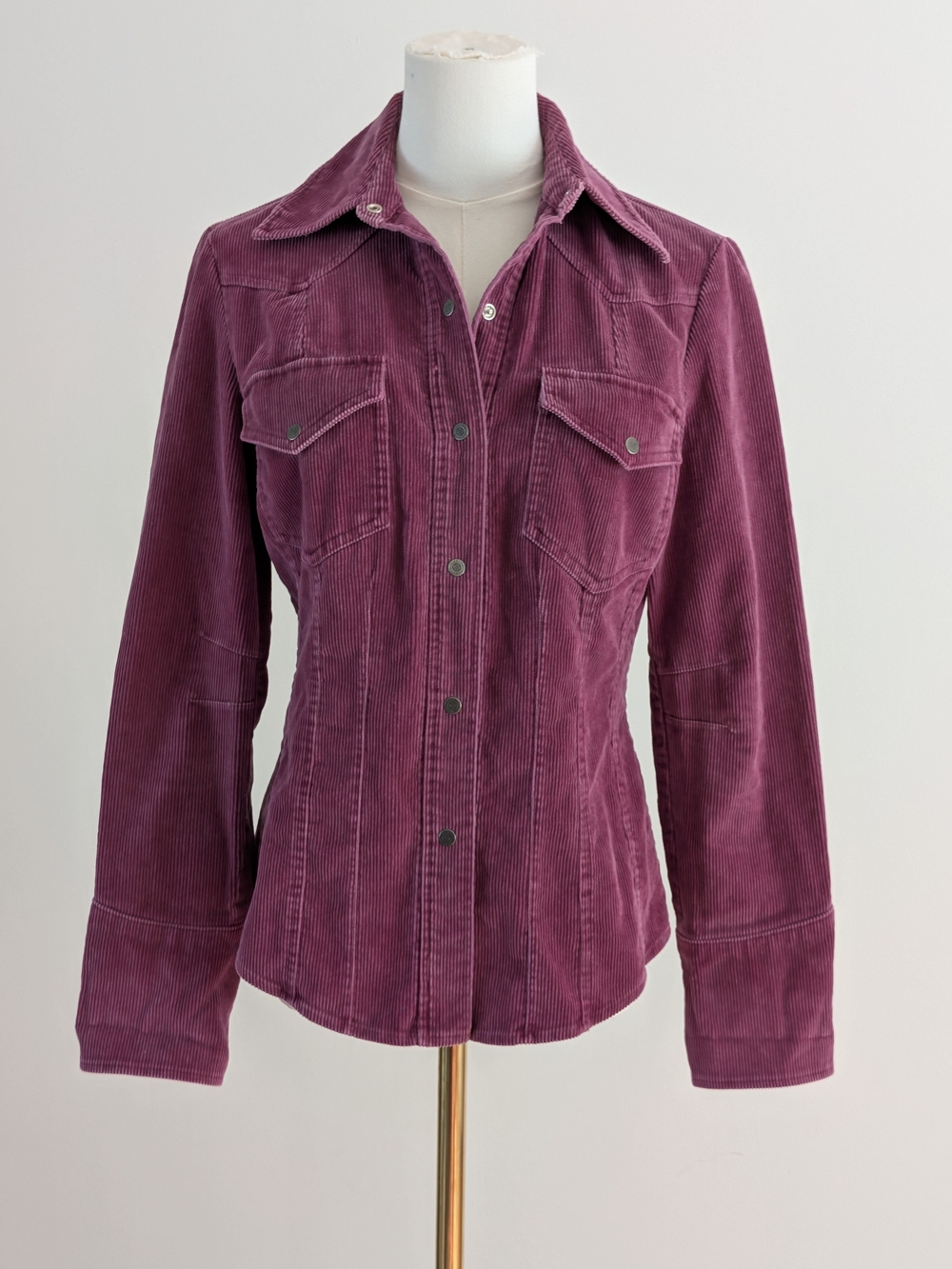 Caslon Plum Corduroy Button-Front Jacket Shacket - S